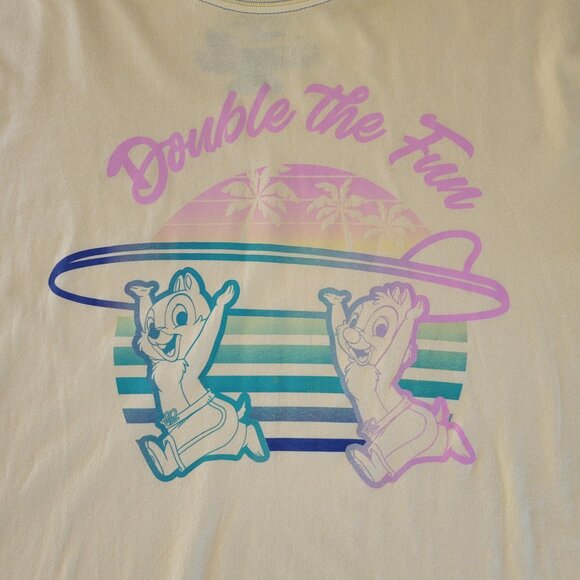 Chip And Dale Double The Fun Disney Parks Yellow Adult Tshirt XL NWT - Picture 2 of 9
